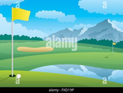 Golf course landscape. Stock Vector