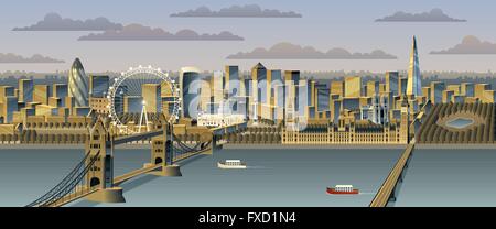 London cityscape. No transparency used. Basic (linear) gradients. Stock Vector