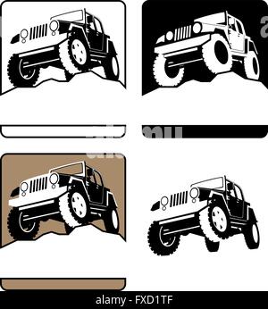 4 off-road symbols. You can place text below the vehicle. Stock Vector