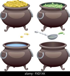 Pot in 4 different versions. Stock Vector