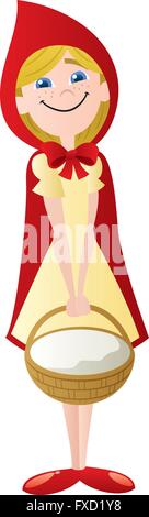 Little Red Riding Hood isolated on white. Stock Vector
