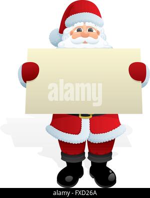 Santa Claus Holding Banner. Santa Claus With Message Board Vector 