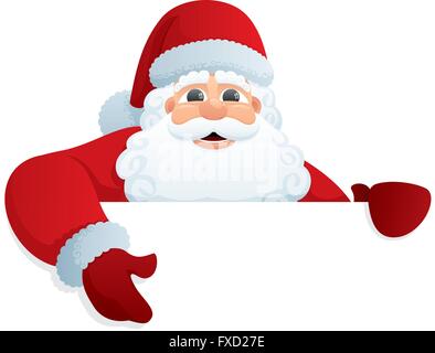 Santa Claus holding blank sign. You can add as much white space as you need. Stock Vector