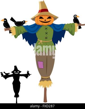 Scarecrow isolated on white. Stock Vector