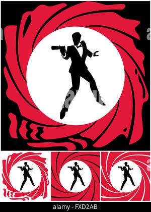 Silhouette of secret agent. No transparency and gradients used. Stock Vector