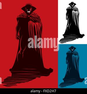 Illustration of vampire. No transparency and gradients used. Stock Vector