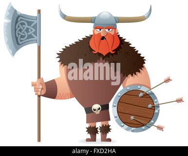 Cartoon Viking over white background. No transparency used. Basic (linear) gradients used. Stock Vector