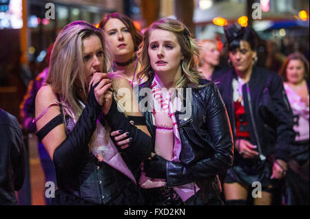 Women on a night out on Broad Street in Birmingham on a Saturday. Stock Photo