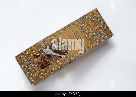 Packet of Marks & Spencer Fleur de Sel Rochers chocolates isolated on white background Stock Photo