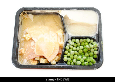 A Frozen Turkey TV Dinner Over White Stock Photo