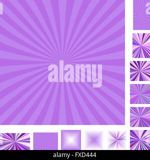 Purple ray burst background set Stock Vector