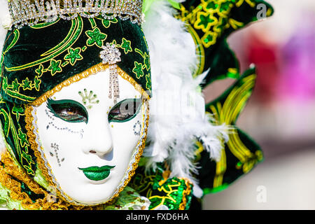 Close up, portrait of venetian mask. Stock Photo