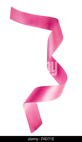 pink ribbon curled isolated on white. celebration design element Stock Photo