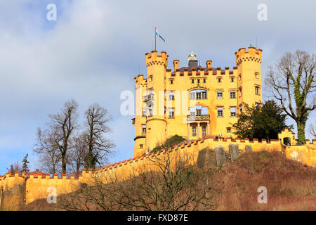 Schloss Hohenschwangau Castle (High Swan County Palace), Fussen, Bavaria, Germany Stock Photo