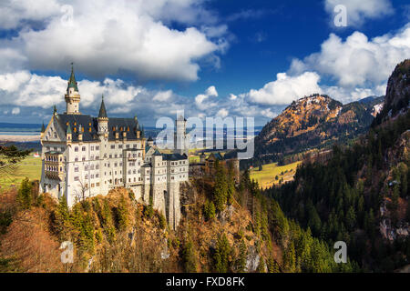 Neuschwanstein Castle in winter landscape, Fussen, Germany Stock Photo