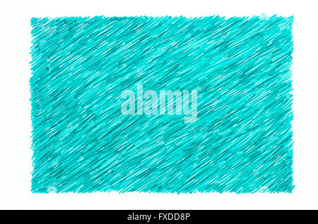 turquoise marker doodles on white paper background Stock Photo