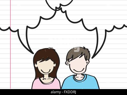 people icons with dialog speech bubbles Stock Vector