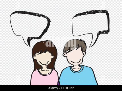 people icons with dialog speech bubbles Stock Vector