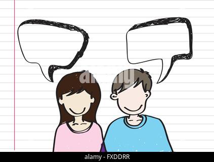 people icons with dialog speech bubbles Stock Vector