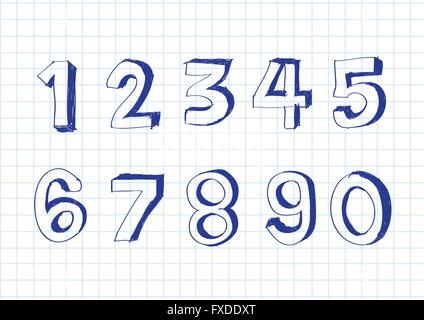 Sketch numbers 0-9 Stock Vector