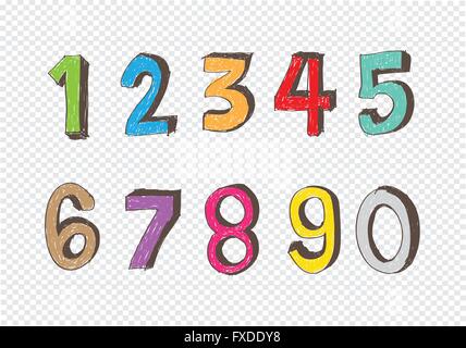 Sketch numbers 0-9 Stock Vector