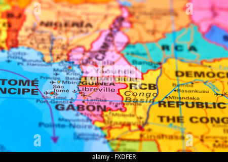 Gabon Country in Africa on the World Map Stock Photo