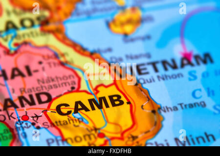 Cambodia, Asian Country on the World Map Stock Photo