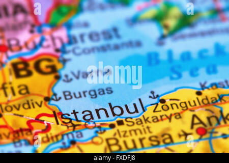 Istanbul, City in Turkey on the World Map Stock Photo