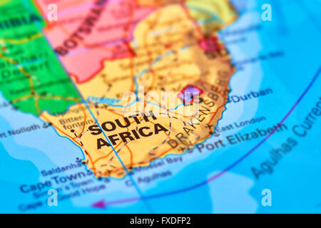 South Africa Country on the World Map Stock Photo