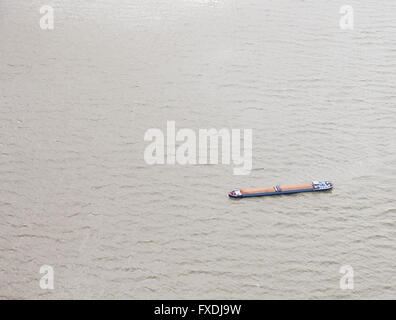 View at inland ship on lake from above Stock Photo