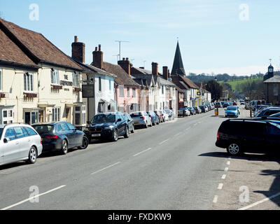 Looking south along The High Street of Stockbridge, a pretty former market town in the Test valley in Hampshire, England. Stock Photo