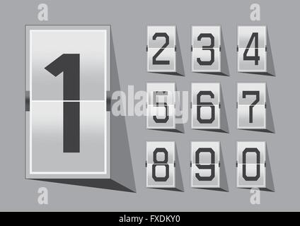 Numbers clock flip Scoreboard Illustration Stock Vector