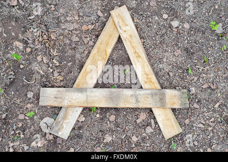 Letter A made of wooden planks Stock Photo