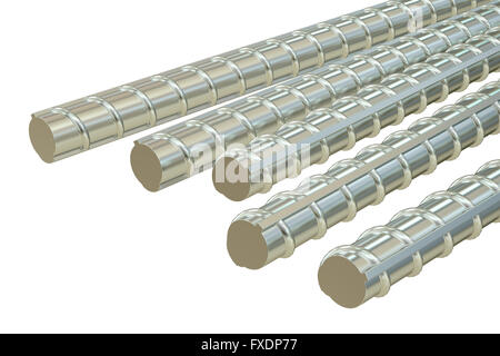 Building armature bars, 3D rendering isolated on white background Stock Photo