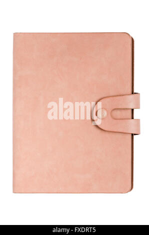 Leather notebook isolated on white background with clipping path Stock Photo