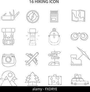 Hiking vector line icons set. Hiking, Trail, Walking, Trekking, Path ...
