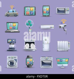 Internet of things flat icons set Stock Vector