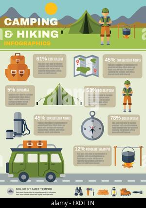 Outdoors adventure vector infographics with hiking and climbing ...