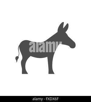 Donkey Silhouette Isolated on White Background Stock Vector