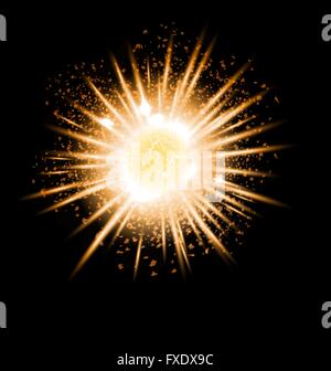 Gold grand explosion planet Stock Vector