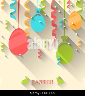 Easter Background with Colorful Eggs and Serpentine Stock Vector
