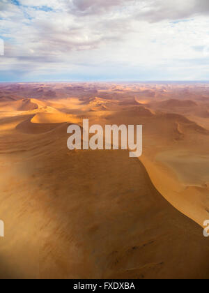 Aerial, view of sand dunes, Kulala Wilderness Reserve on the edge of the Namib Desert, Tsaris Mountains Stock Photo