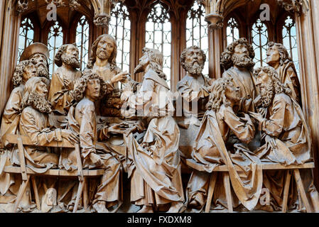 Holy Blood Altar by Tilman Riemenschneider, partial view, St. Jacob&#39;s Church, Rothenburg ob der Tauber, Middle Franconia Stock Photo