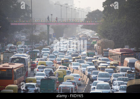 Crowded Ring Road in Delhi, India Stock Photo