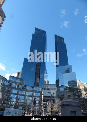 Time Warner Center at Columbus Circle was designed by Architect David Childs from Skidmore, Owings and Merril Architectural firm Stock Photo
