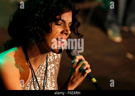 Brazilian singer Ceu in concert in Prague Stock Photo - Alamy