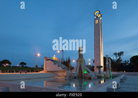Monument to 25th April Revolution in Eduardo VII Park, Lisbon, Portugal. Stock Photo