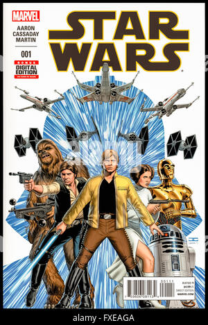 'Star Wars' Issue 1, January 2015 published by Marvel Comics; front cover artwork by John Cassaday. Stock Photo