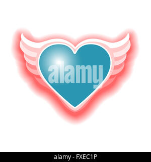 The Valentines day heart with wings Vektor Stock Photo - Alamy