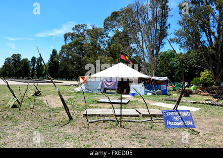 Aboriginal protest camp outside old Parliament House Canberra, Australia Capital Territory, ACT, Australia Stock Photo